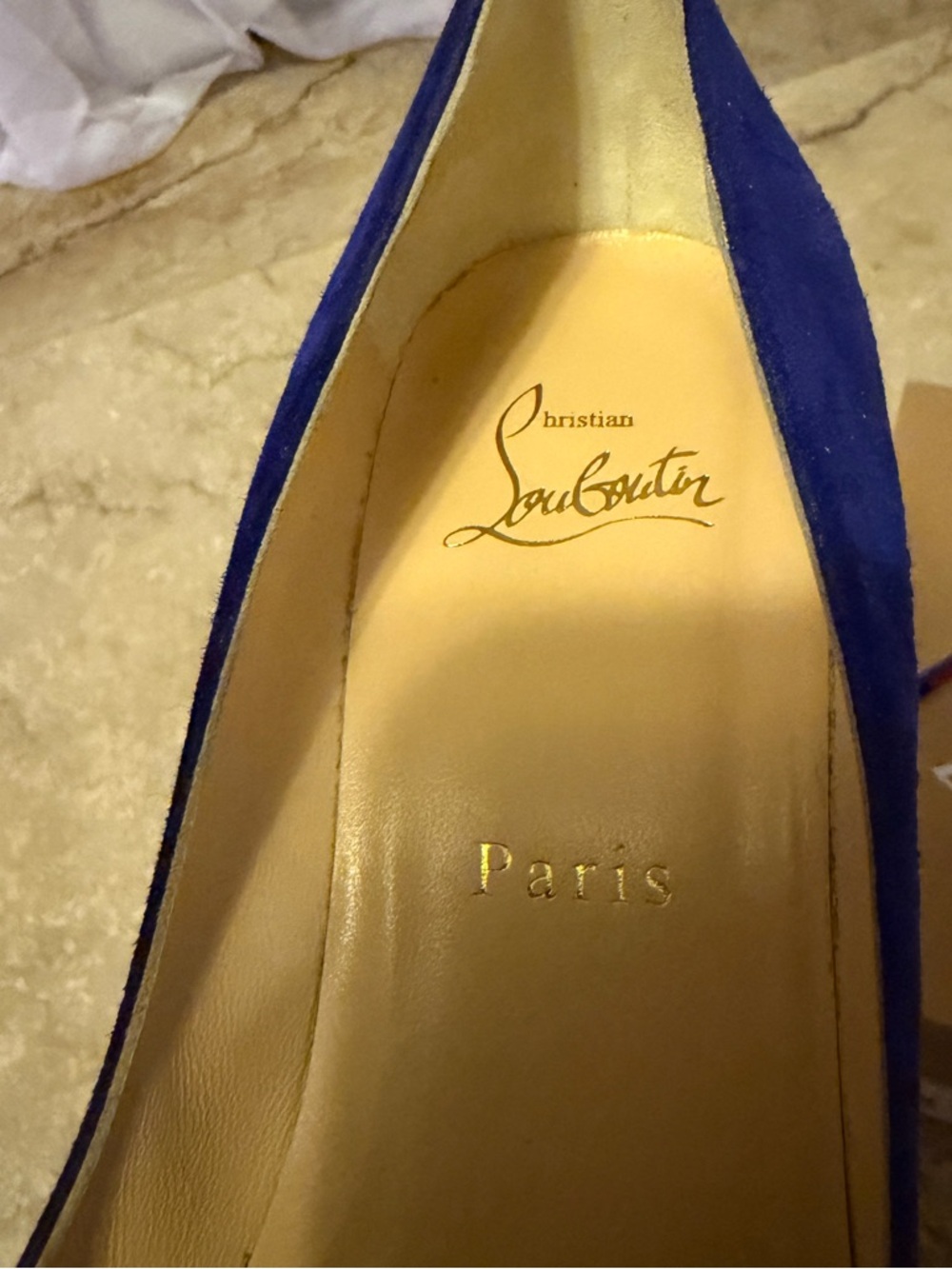 Christian Louboutin Pigalle Follies 85mm 37.5 Blue Suede + Box & Extra Heel Taps - Picture 11 of 16